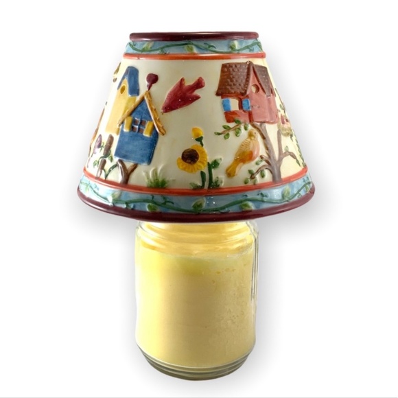 Marex Other - Candle Jar Shade Large Birdhouses Birds Flowers Yankee Candle Compatible Ceramic